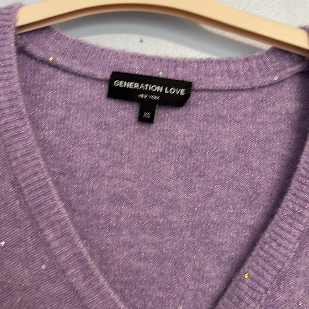 Purple Sweater with Ruffle Details - Picture 2 of 6